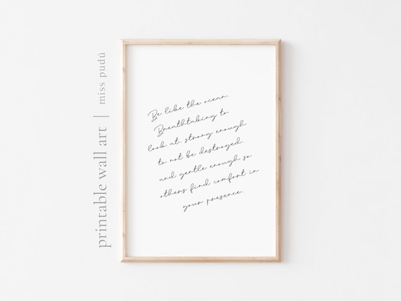 Be Like The Ocean Poster Surf Wall Art Download Coastal Decor Wall Art Gift For Surfer Breathtaking Strong Gentle