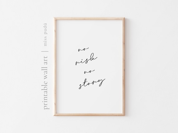 No Risk No Story Motivational Quote Poster Minimalist Office Decor