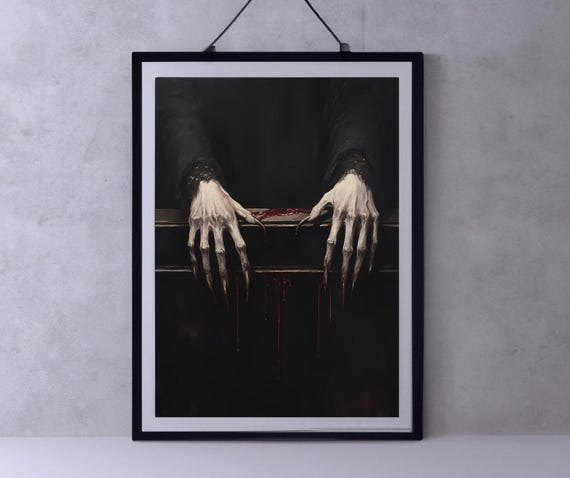 Clawed Hands Dracula Vampire Print Gothic Art Dark Cottagecore Print Moody Wall Art Halloween Decor Occult Art Poster Gothic Home Decor