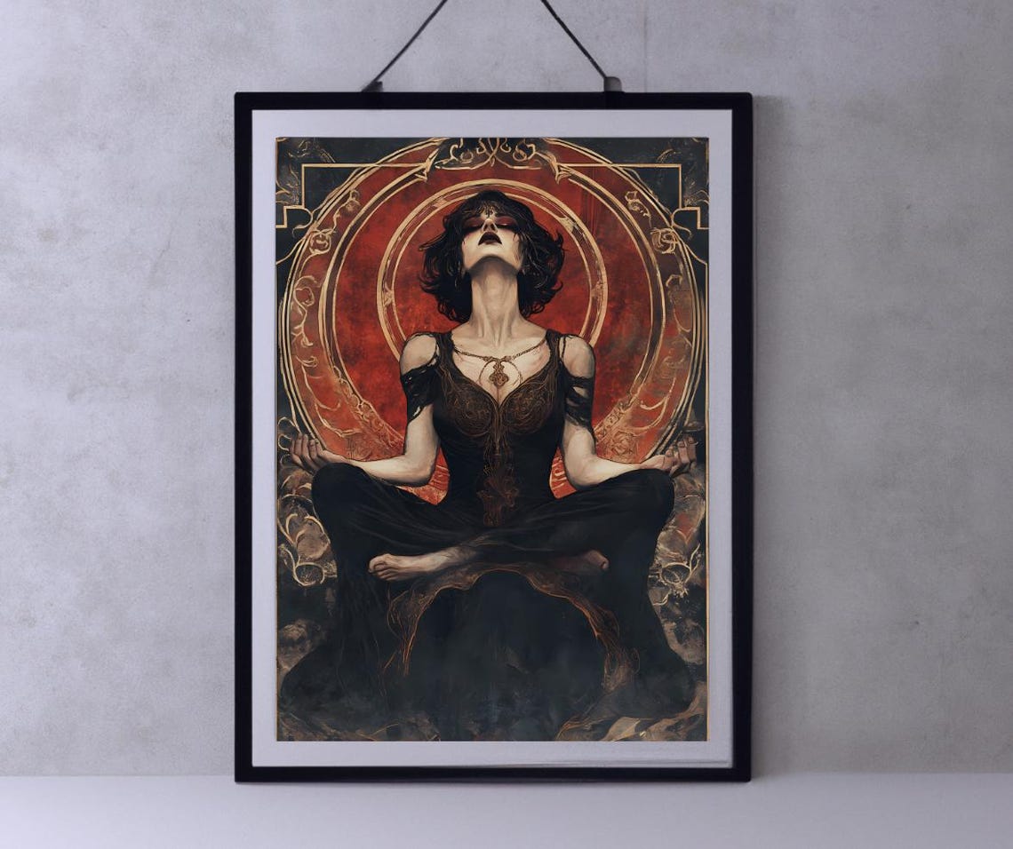 Gothic Meditation Art Mystical Woman Portrait