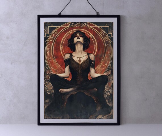 Gothic Meditation Art Mystical Woman Portrait