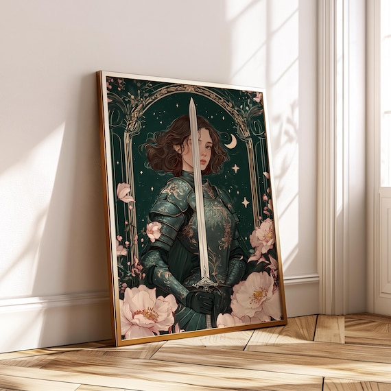 Female Knight Art Print, Dark Academia Decor
