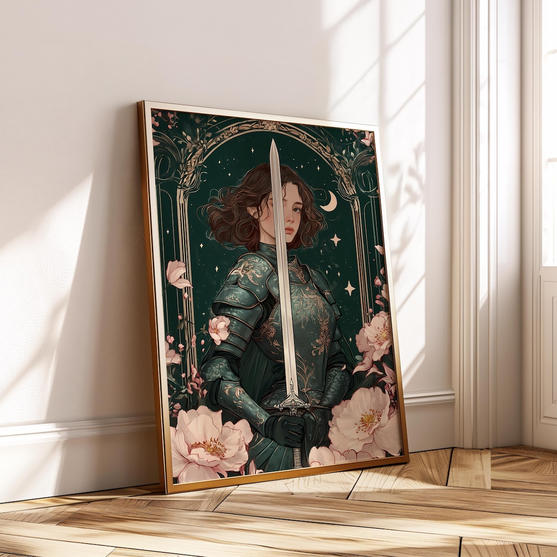 Female Knight Art Print, Dark Academia Decor