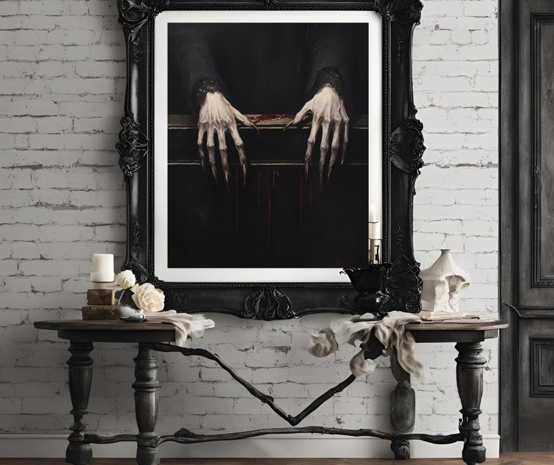 Vampire Clawed Hands Gripping Coffin Edge Dripping Blood Poster - Image 4