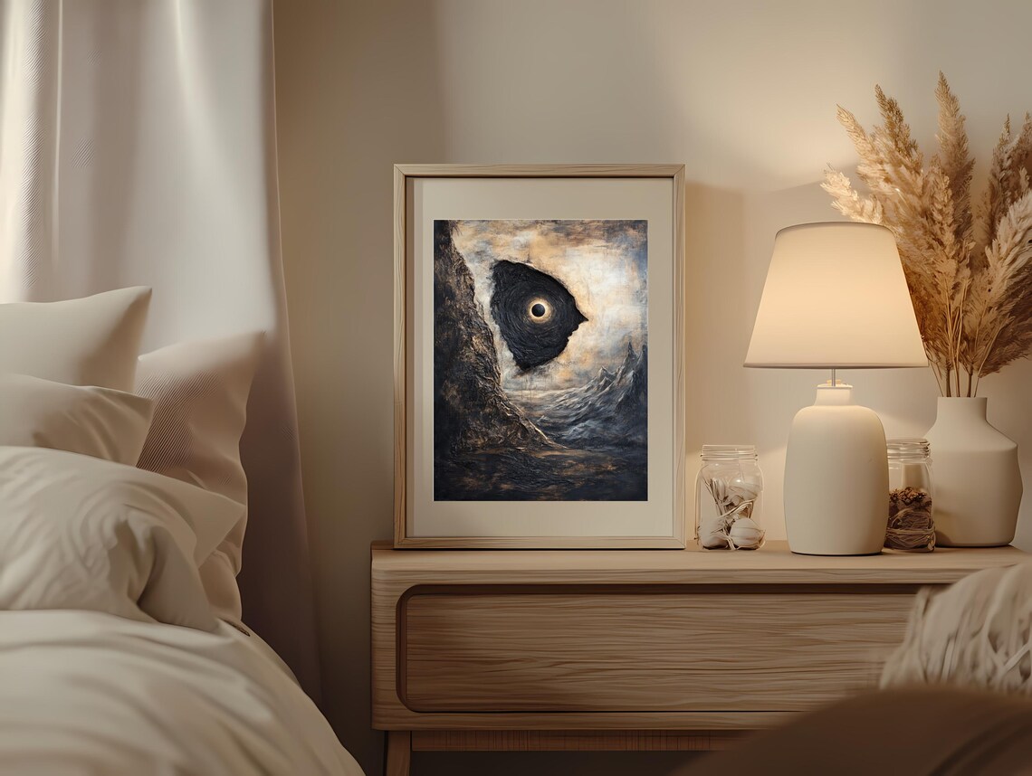 Eye Of The Void Floating Dark Surreal Mystical Landscape Art Poster - Image 3