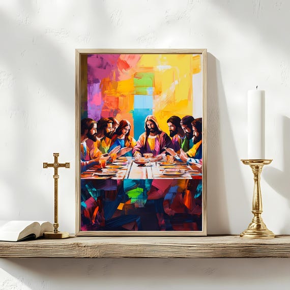 Abstract Last Supper, Modern Christian Art Print