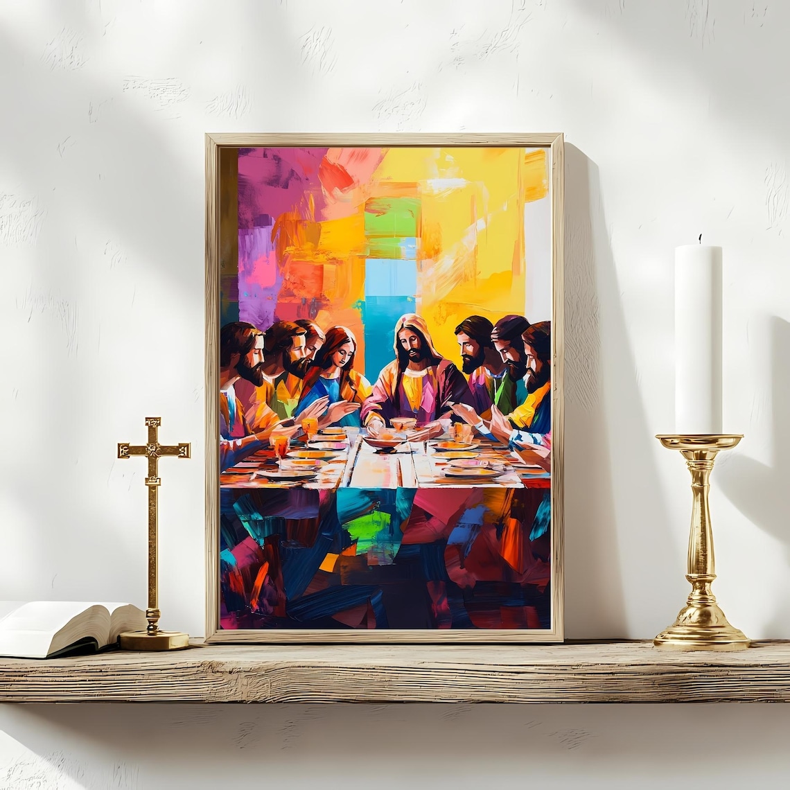 Abstract Last Supper, Modern Christian Art Print