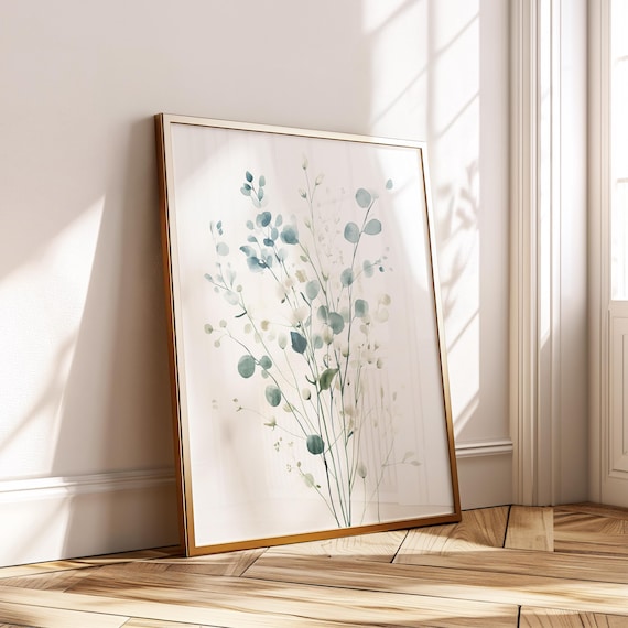 Eucalyptus Wall Art Print Minimal Green Botanical Poster Nature Decor