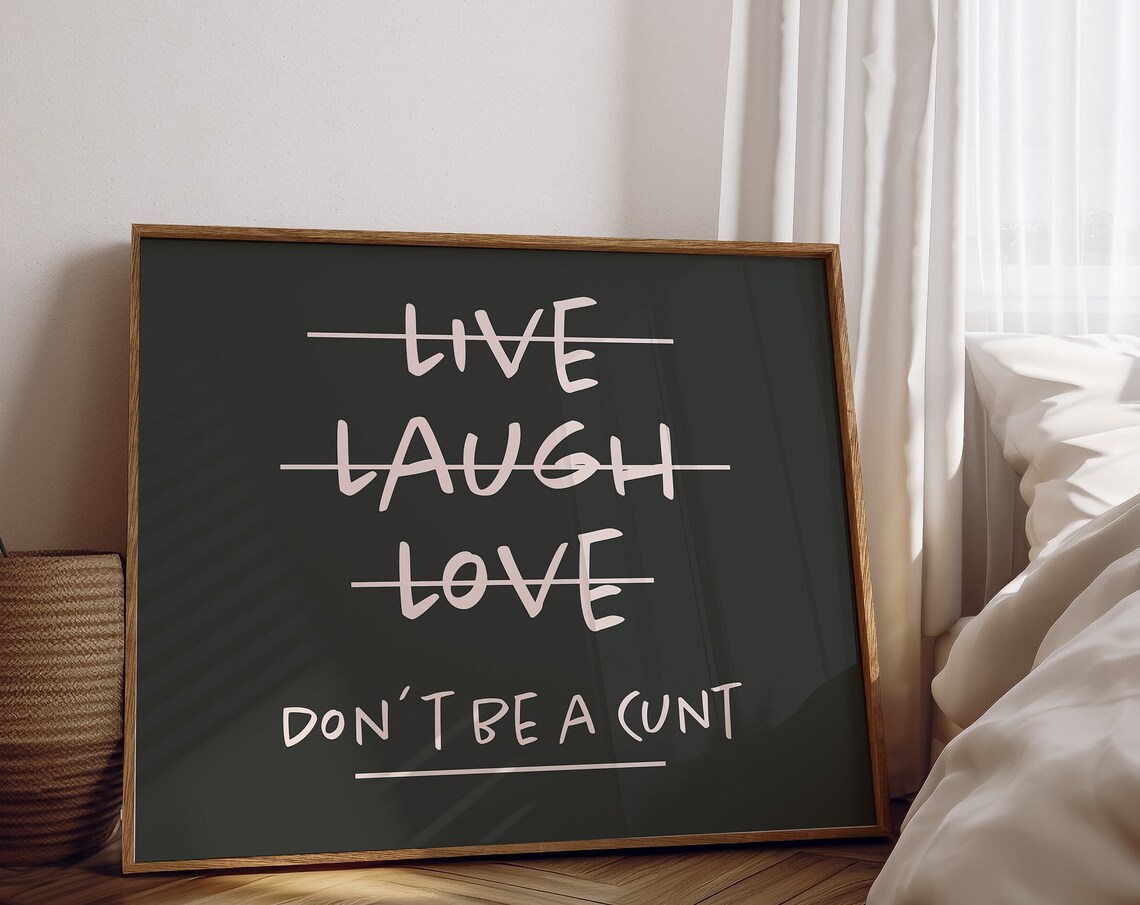 Live Laugh Love Crossed Out Sassy Black Pink Statement Poster