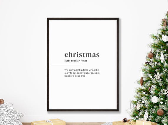 Christmas Definition Meaning Wall Art Funny Xmas Print Festive Season Decor Card
