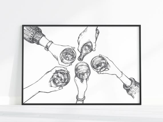 Cheers Print Bar Cart Wall Decor Sign Art Accessories Room Poster