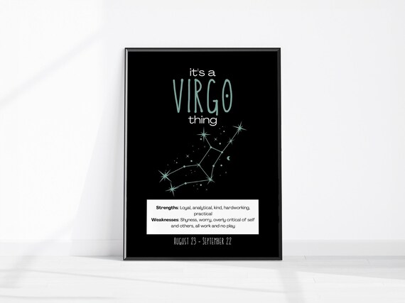 Virgo Poster Zodiac Star Sign Print Boho Wall Decor Art Horoscope Constellation Astrology