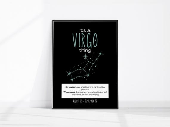 Virgo Zodiac Constellation Star Sign Astrology Green Night Poster