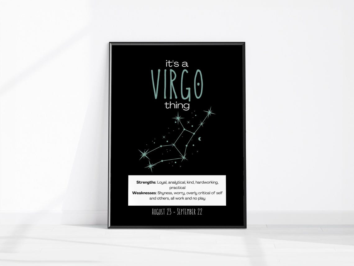 Virgo Zodiac Constellation Star Sign Astrology Green Night Poster