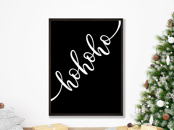 Ho Ho Ho Script Christmas Calligraphy Minimalist Black Poster