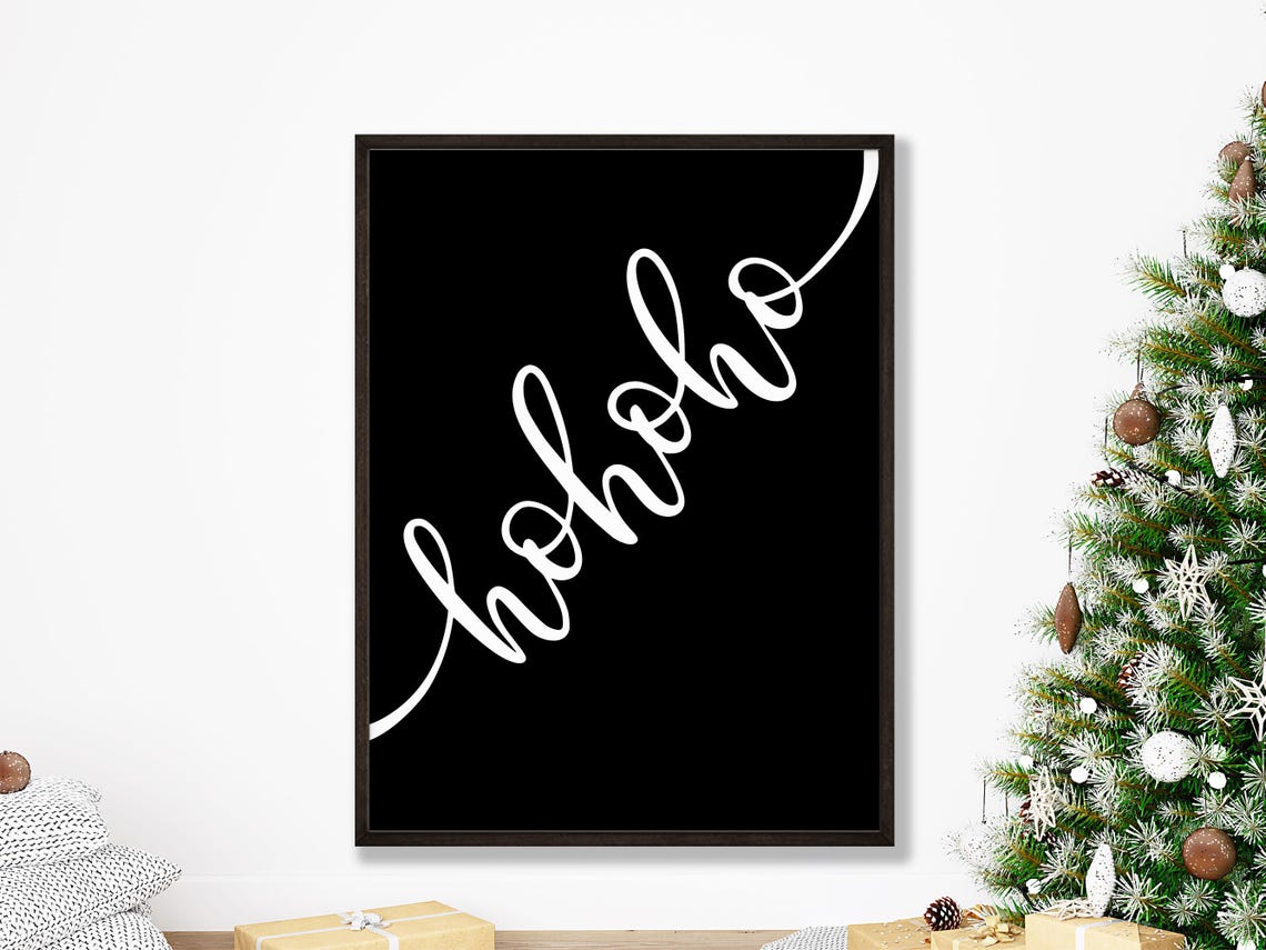 Ho Ho Ho Script Christmas Calligraphy Minimalist Black Poster