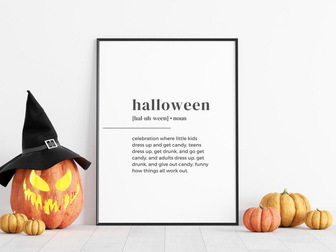 Halloween Definition Print Fun Decor Poster Prints Wall Art Dictionary