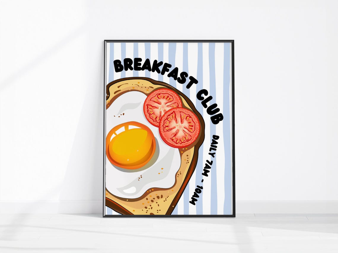 Breakfast Club Egg on Toast Tomato Trendy Kitchen Wall Decor Poster