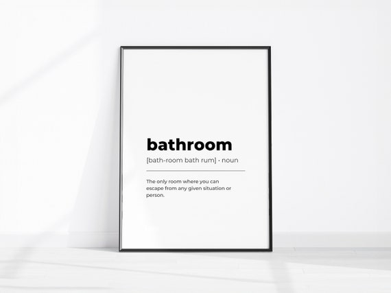Bathroom Definition Print Funny Art Wall Decor Washroom Guest Artwork