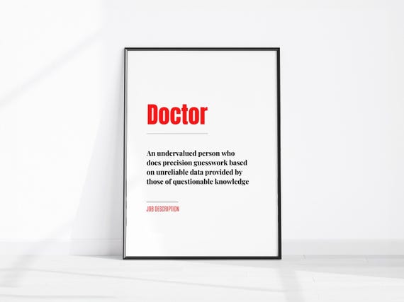 Doctor Funny Job Description Doctors Surgery Wall Art Fun Office Print Home Decor