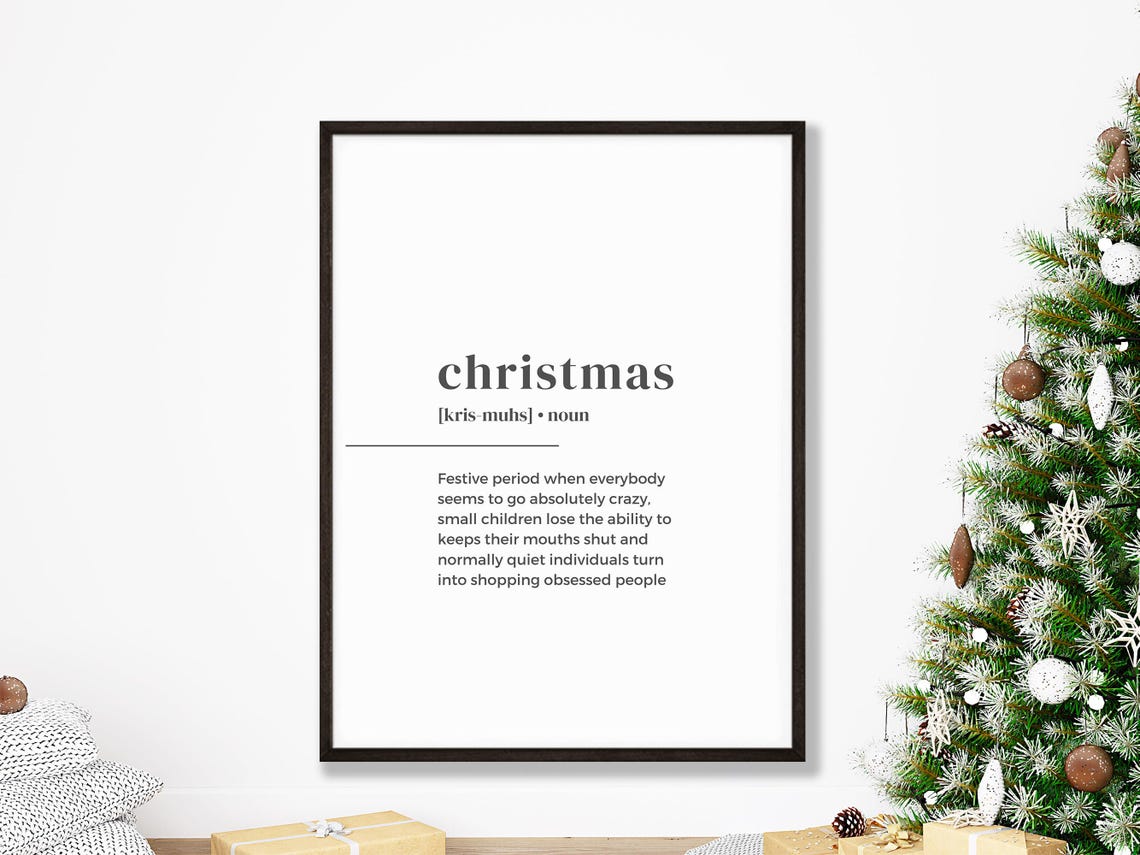 Funny Christmas Definition Quote Minimalist Holiday Gift Poster