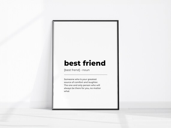 Best Friend Dictionary Definition Meaning Minimalist Black White Poster