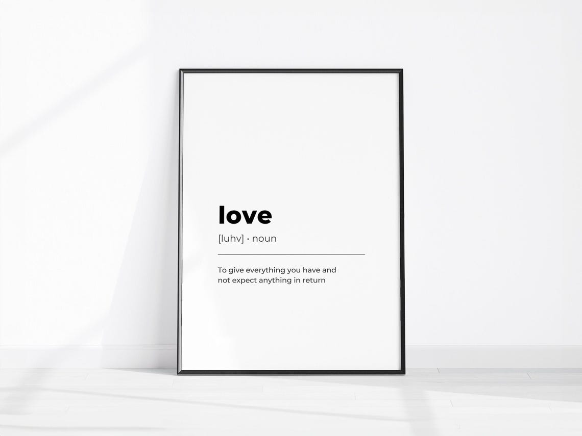 Love Definition Romantic Quote Minimalist Gift Art Poster Decor