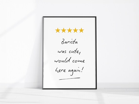 Coffee Wall Art Bar Print Poster Barista Rating Lover Gift Kitchen Cute