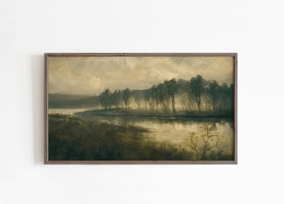 Frame Tv Art Winter Moody Landscape Dark Painting For The Frame Tv