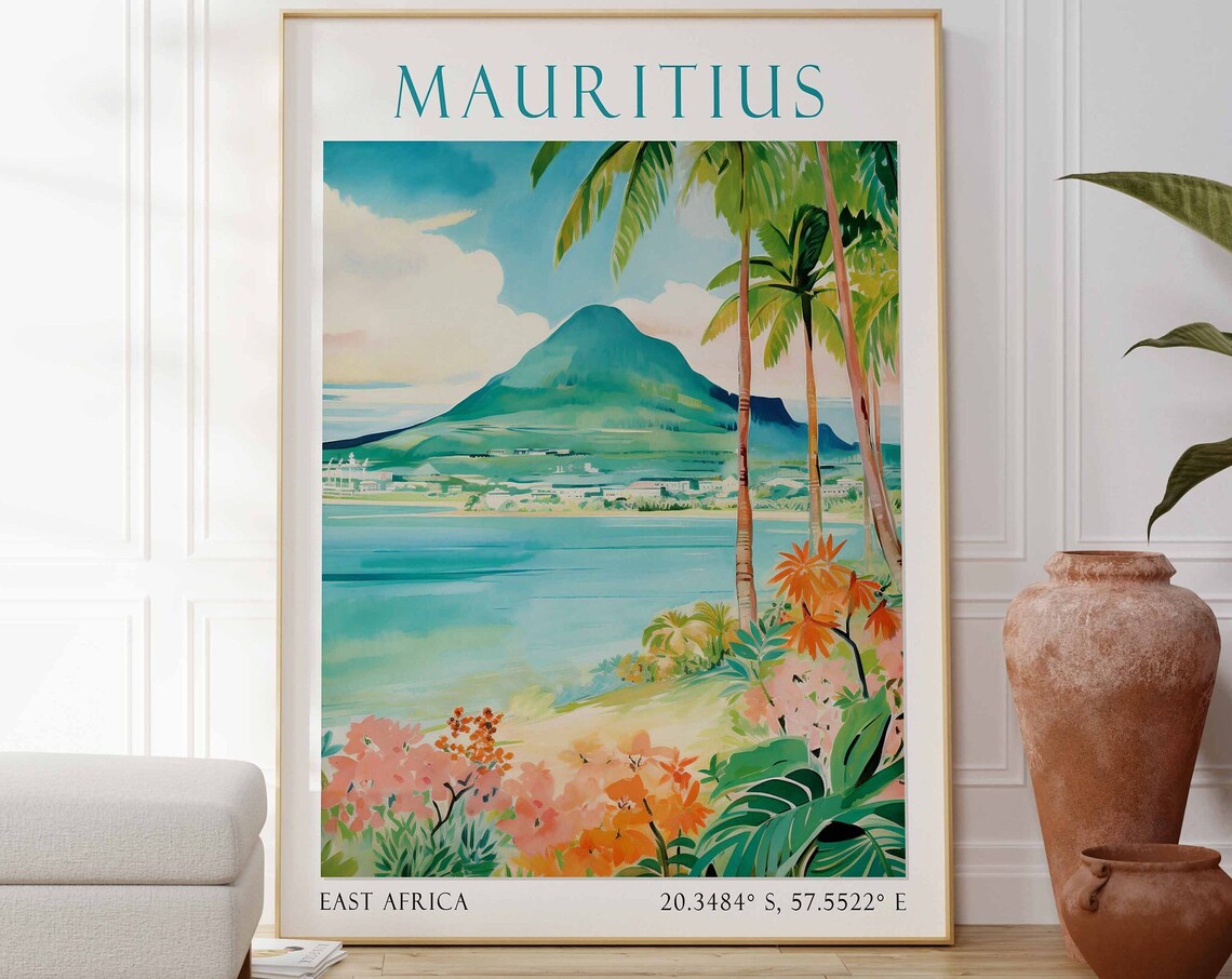 Mauritius Green Peak Lagoon Palm Beach Tropical East Africa Poster