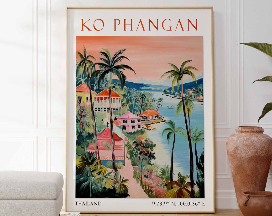 Koh Phangan Thailand Travel Print Koh Phangan Travel Poster Thailand Print Koh Phangan Island Thailand Travel Gift