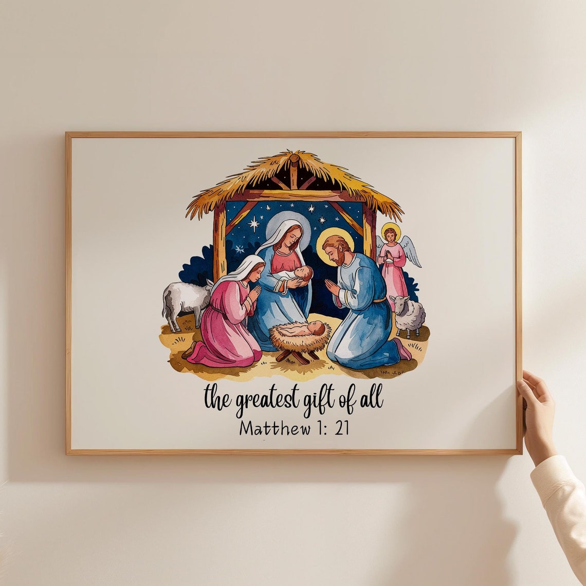 The Greatest Gift Of All Nativity Scene Religious Christmas Poster - Image 5