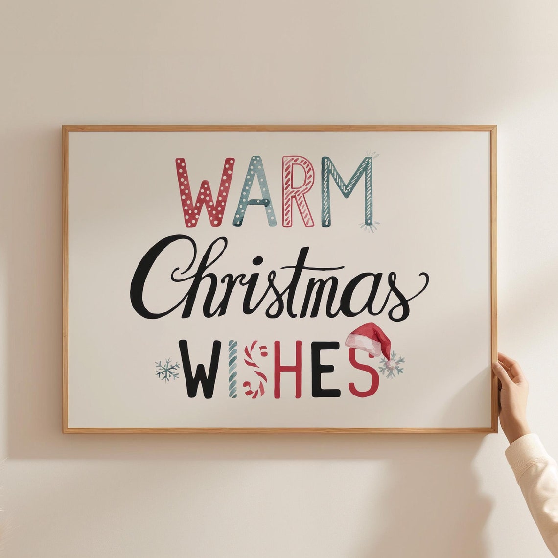 Warm Christmas Wishes Hand-Lettered Holiday Typography Poster
