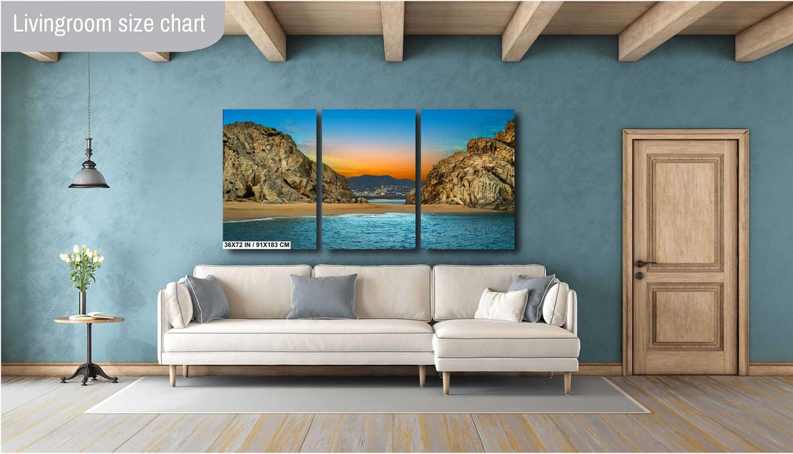 Cabo Divorce Beach Rocky Cliffs Golden Shore Ocean View Poster - Image 2