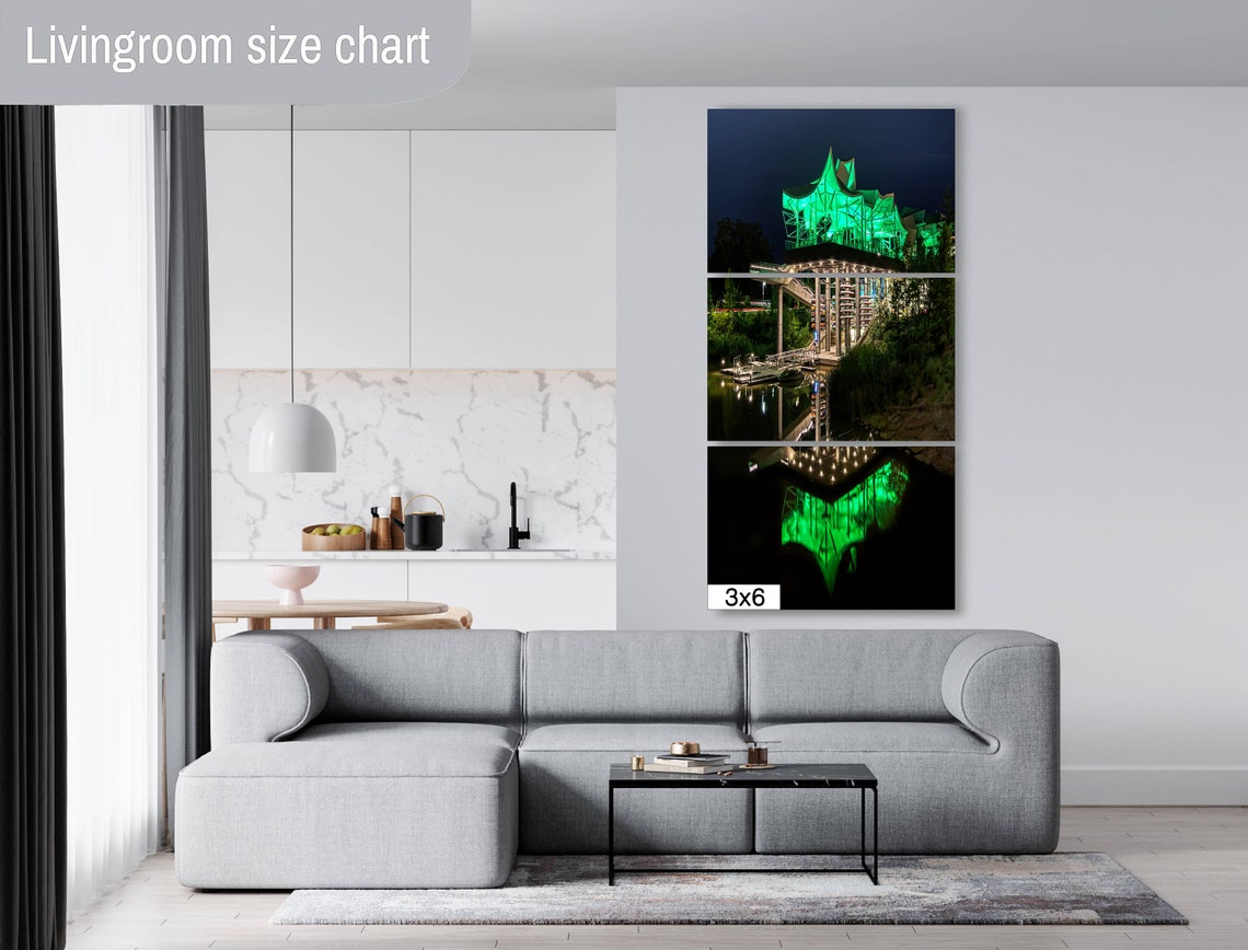 Tulsa Gathering Place Boathouse Night Green Glow Dock Poster - Image 3