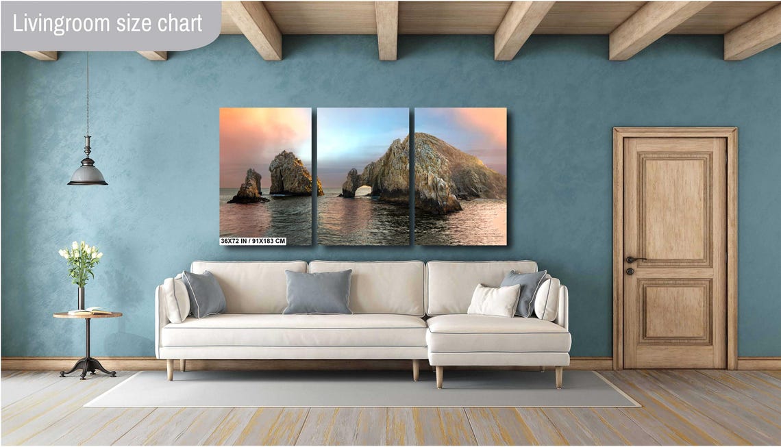 Cabo El Arco Sea Stacks Pastel Sunset Ocean Rock View Poster - Image 2