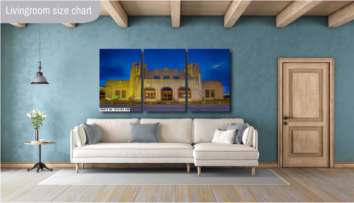 Tulsa Union Depot Art Deco Dusk Illuminated Facade Art Poster - Image 2