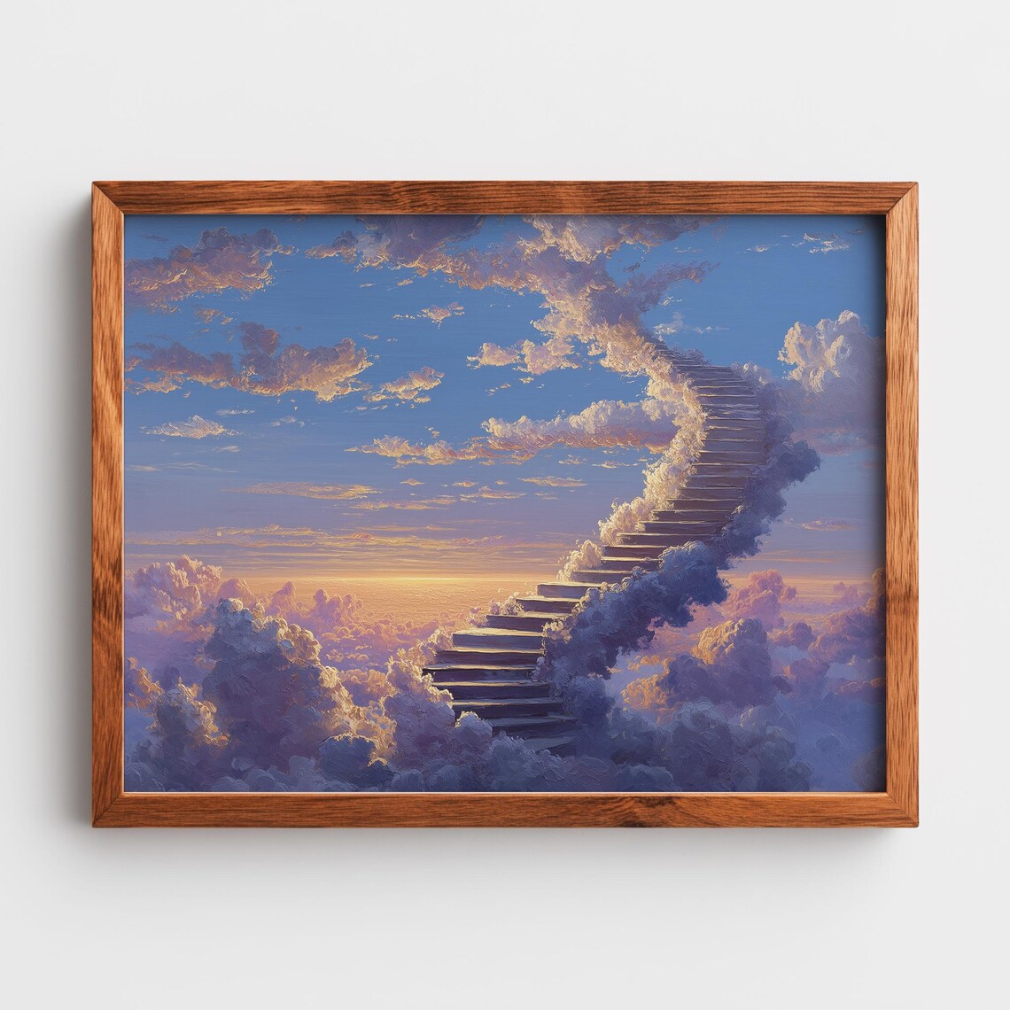 Staircase To Heaven Surreal Cloud Oil Painting Dreamy Sky Poster
