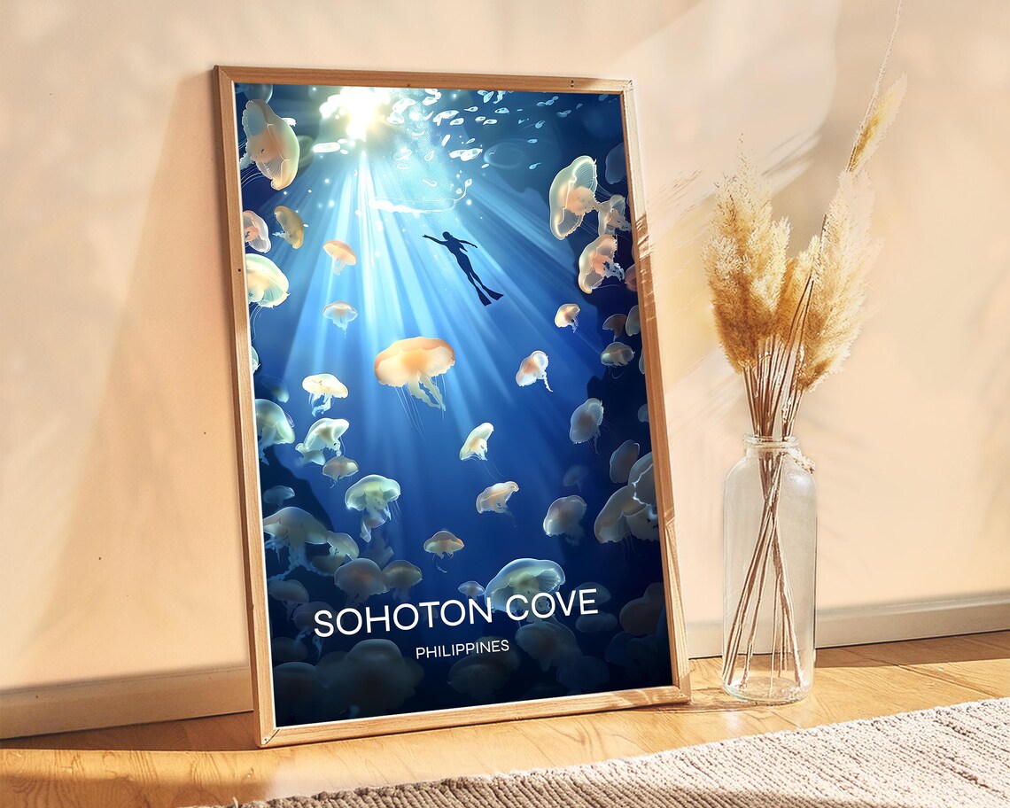 Sohoton Cove Philippines Jellyfish Freediving Ocean Travel Poster