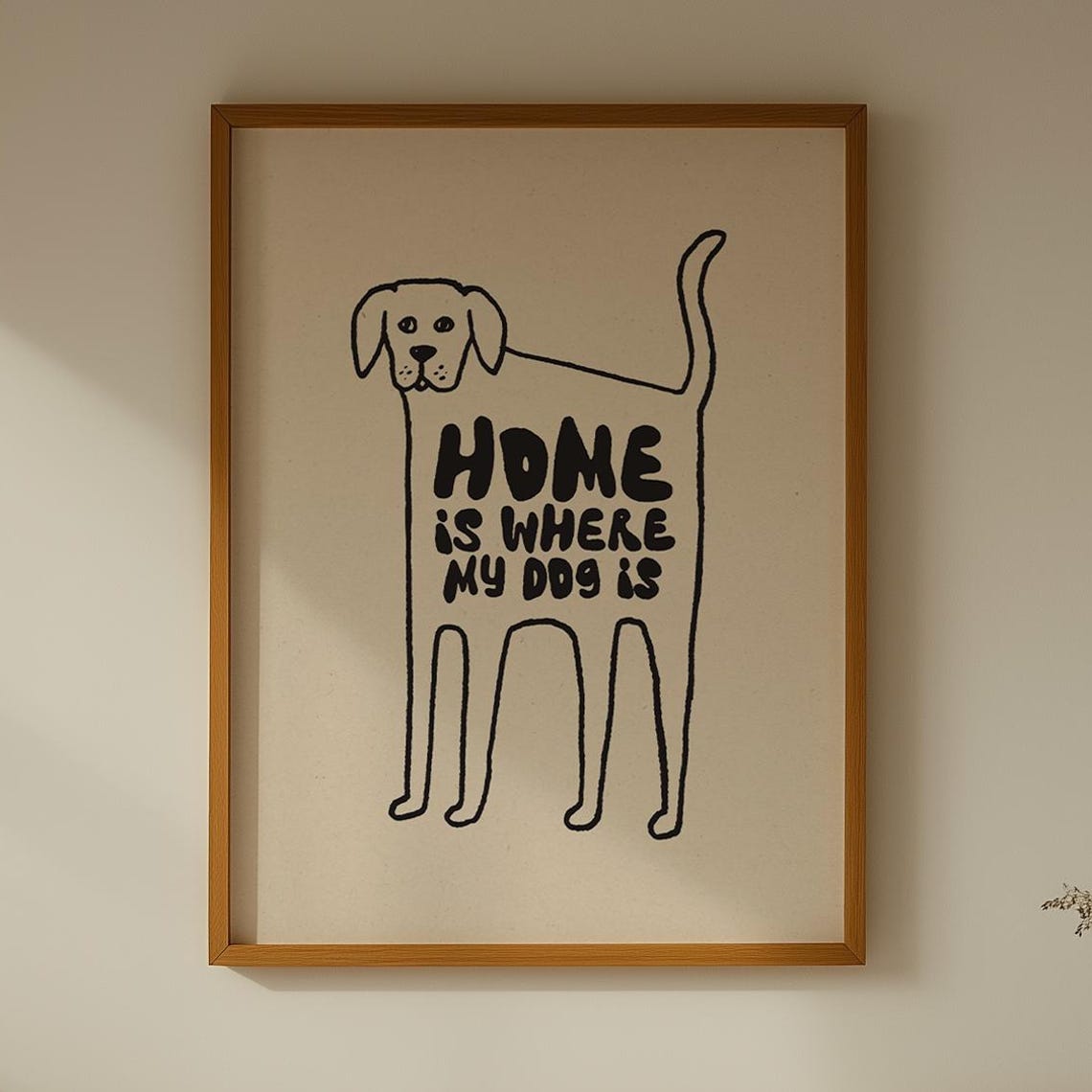Home Is Where My Dog Is Minimalist Line Dog Quote Art Poster