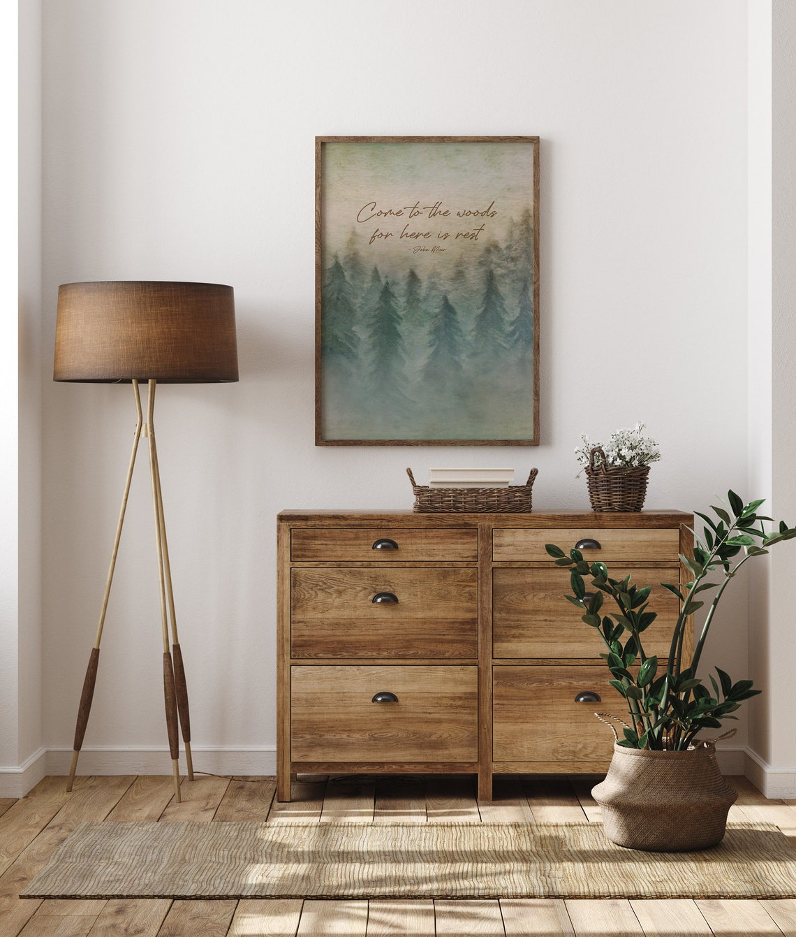 John Muir Come To The Woods Here Is Rest Misty Pine Forest Quote Print - Image 2