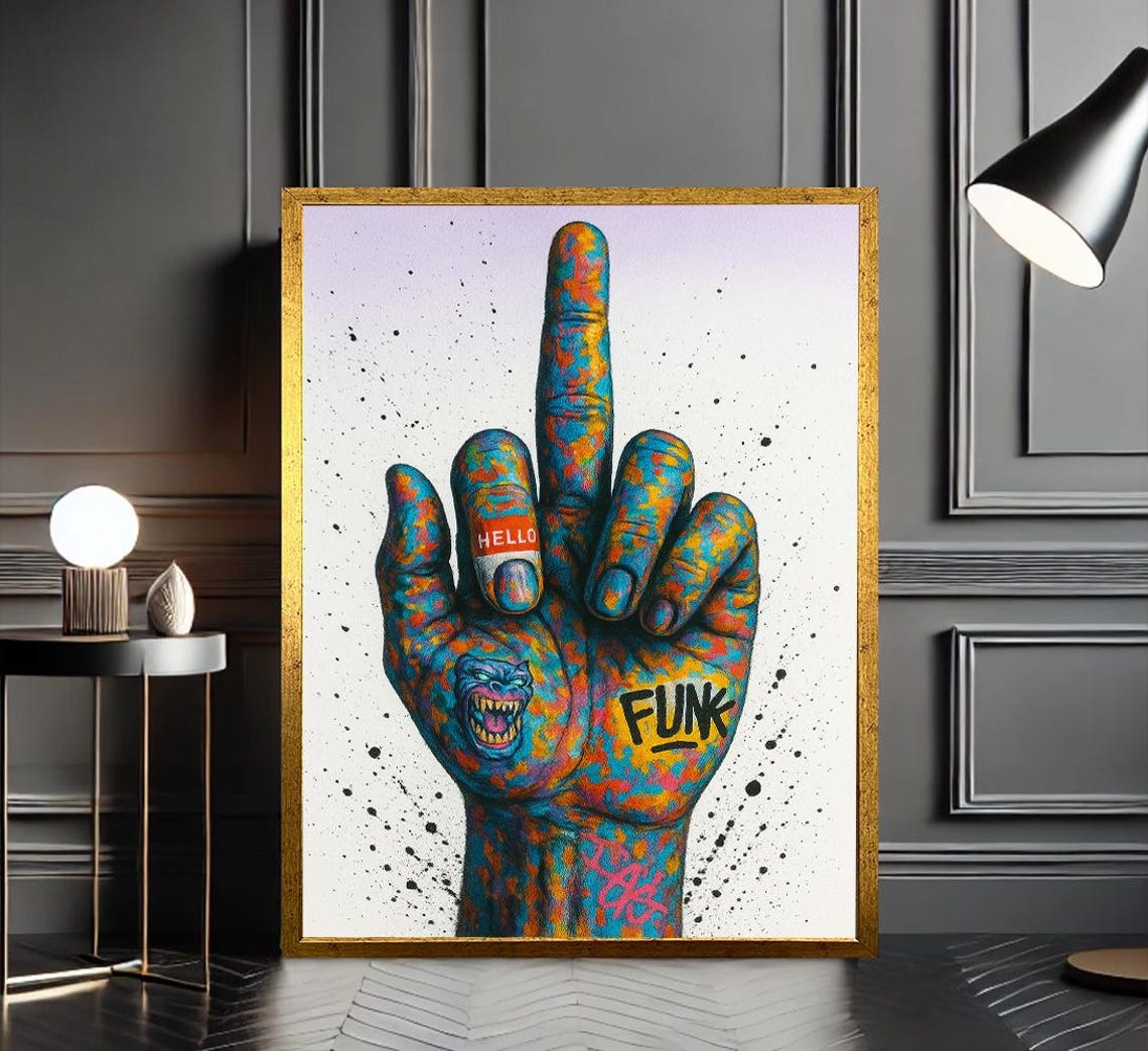 Colorful Graffiti Middle Finger Funk Street Art Bold Pop Poster
