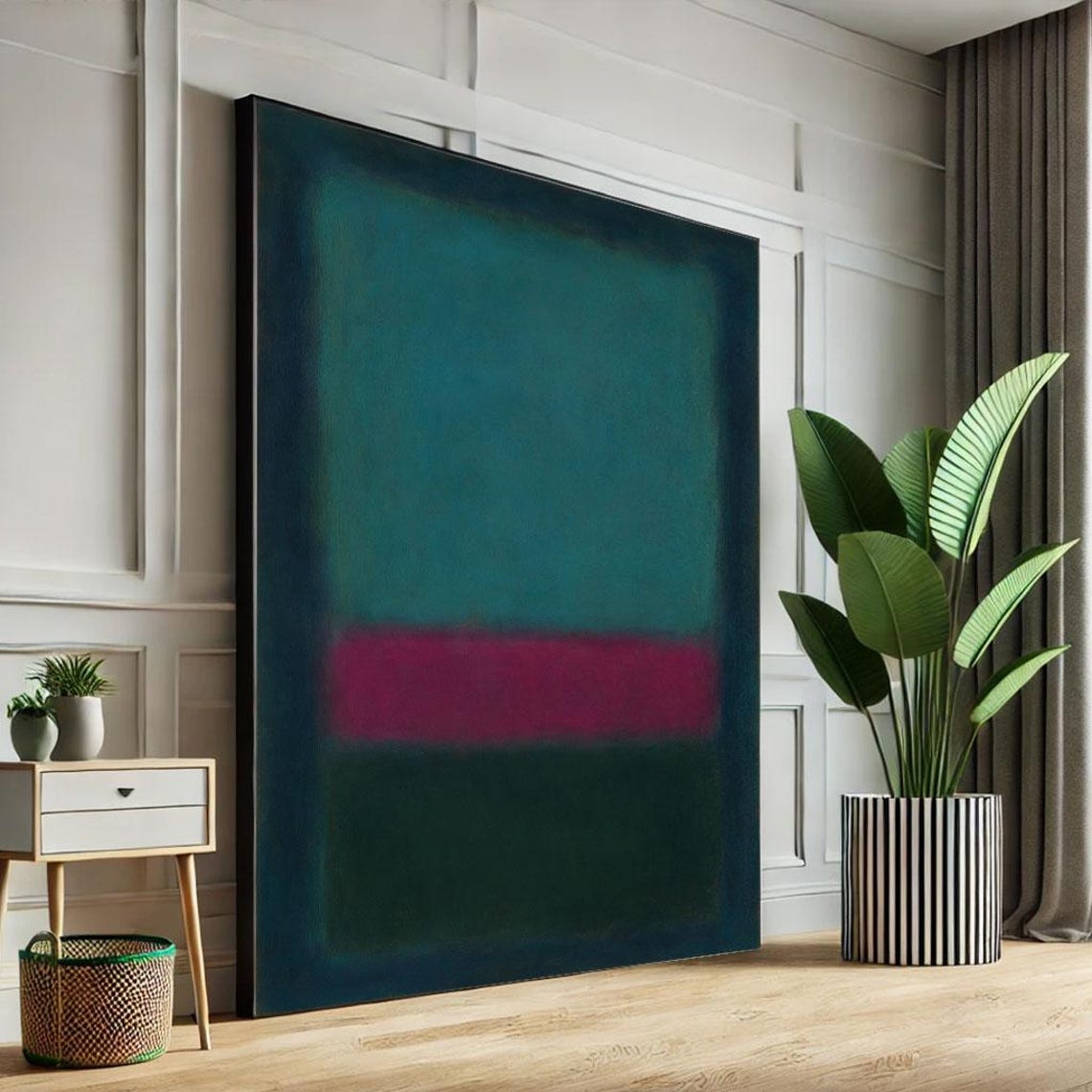 Rothko Inspired Dark Teal And Magenta Color Field Art Poster