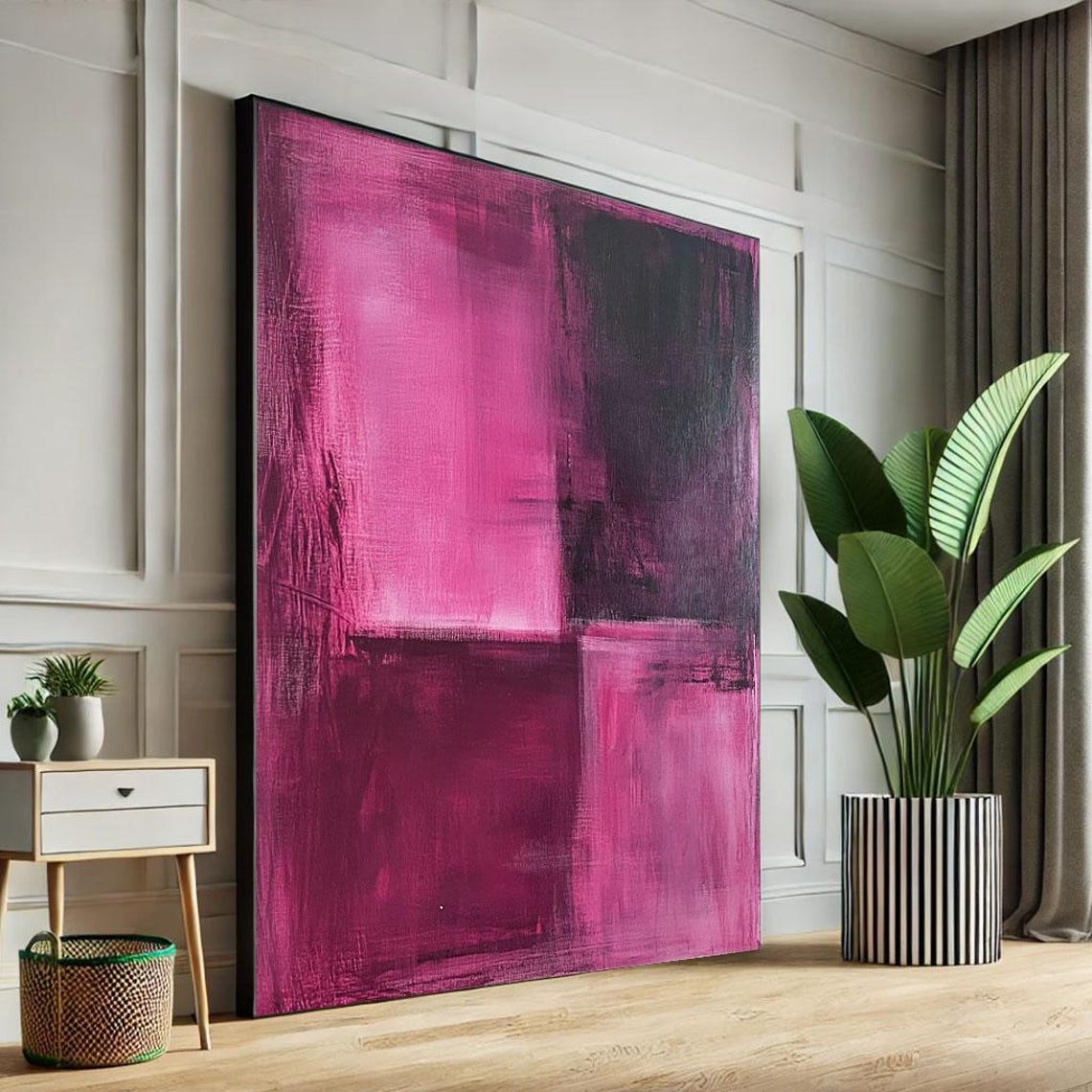 Mark Rothko Inspired Magenta Black Color Field Painting Poster