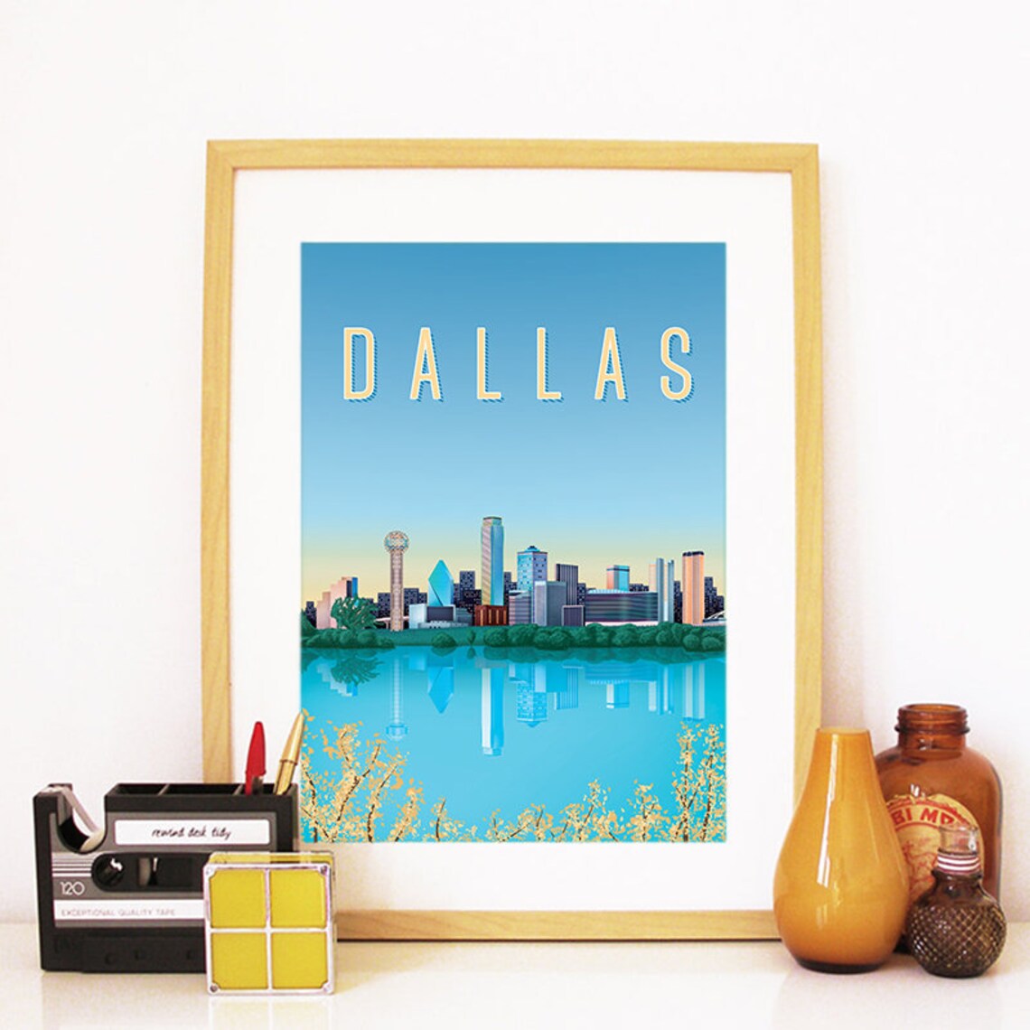 Dallas Skyline Watercolor, Texas Art Print - Image 2