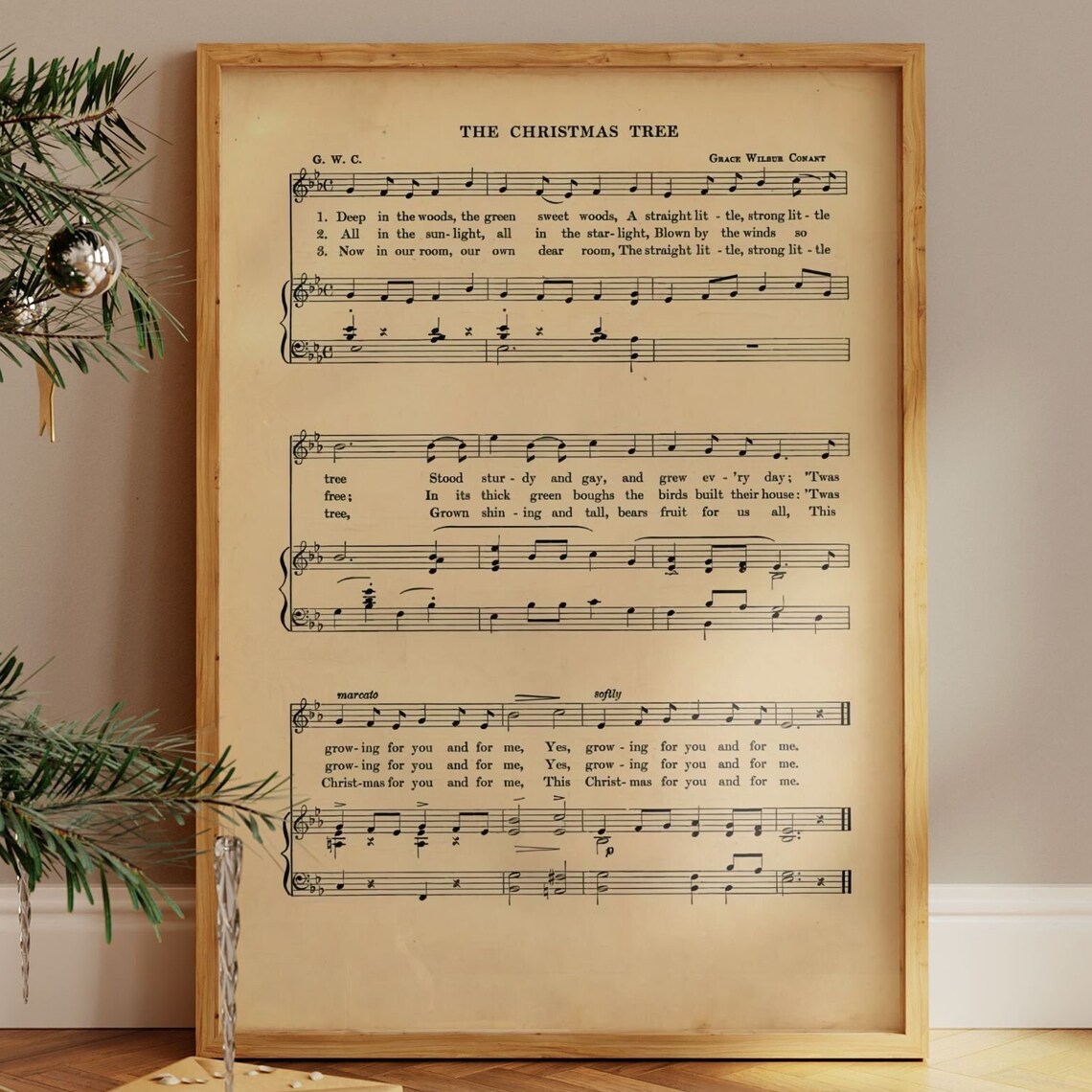 Christmas Tree Song Vintage Christmas Sheet Music Poster