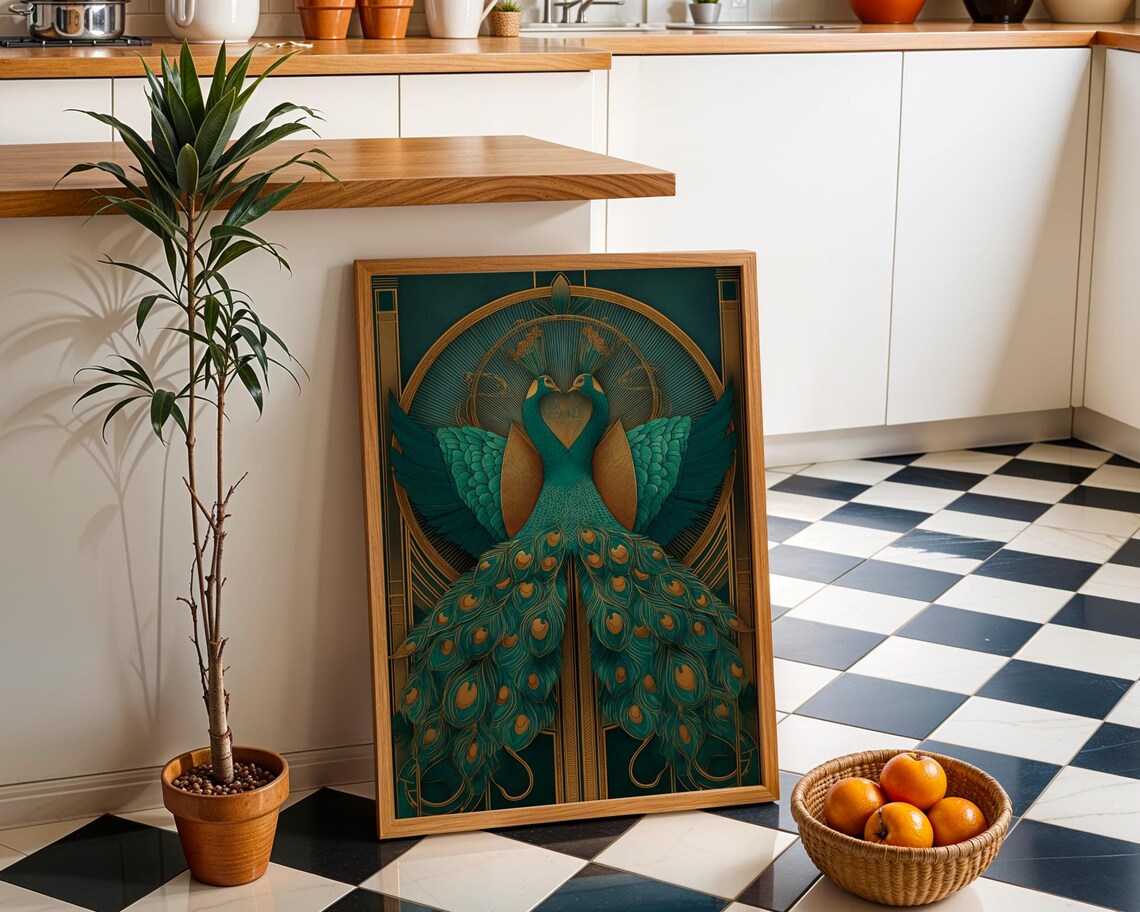 Art Deco Peacock Vintage Glam Bird Art Print