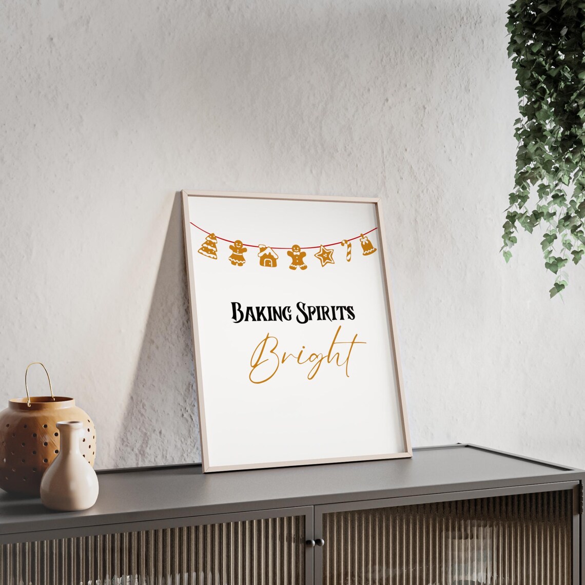 Baking Spirits Bright Cute Christmas Wall Print Christmas Wall Art Christmas Wall Decor Instant Art Xmas Print - Image 3
