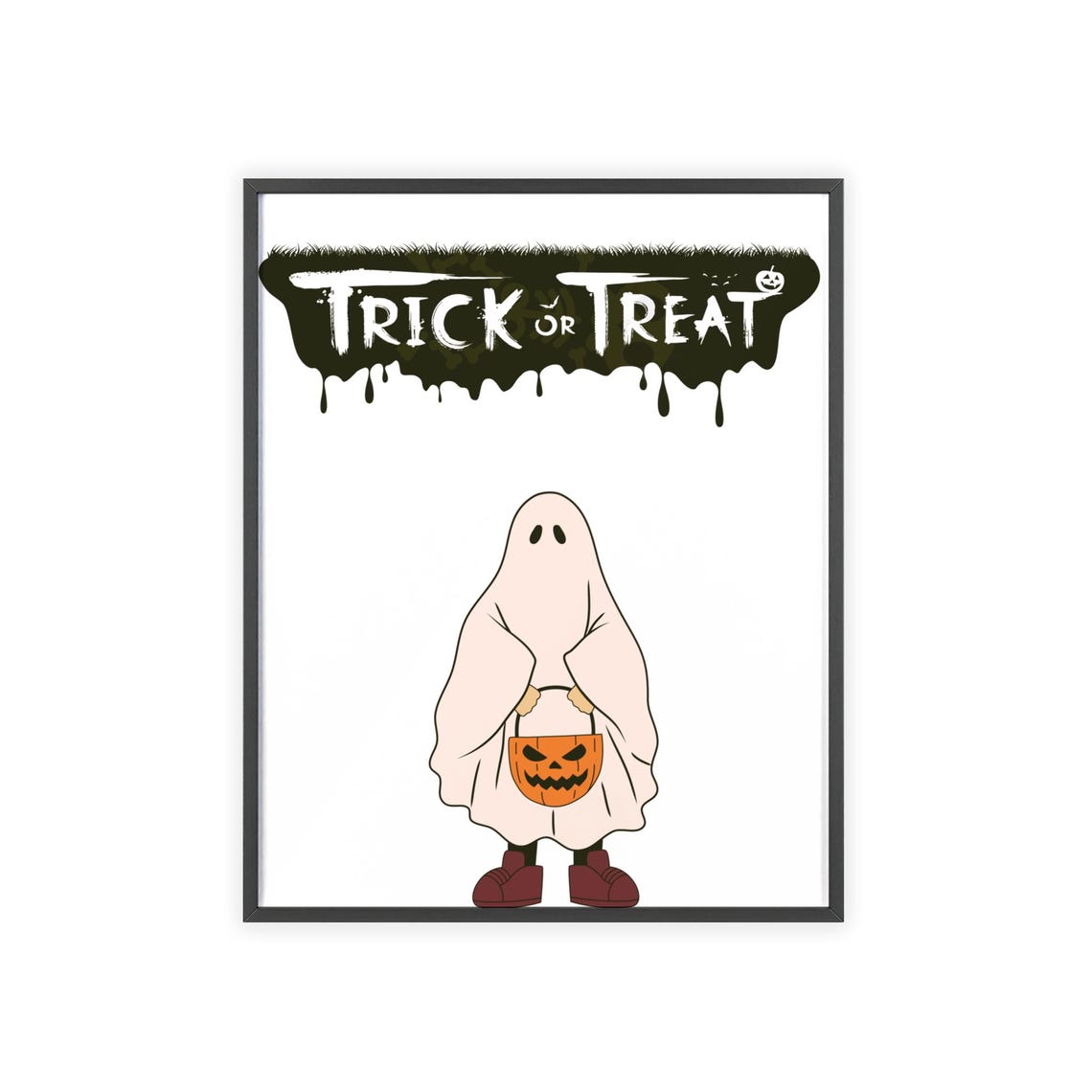 Trick Or Treat Dripping Ghost With Pumpkin Basket Party Poster - Image 3