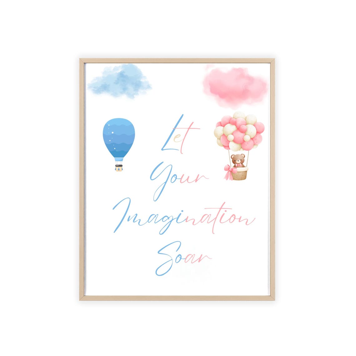 Let Your Imagination Soar Hot Air Balloon Dreamy Nursery Poster - Image 3